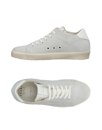 Leather Crown Sneakers In Light Grey