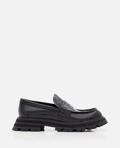 Alexander Mcqueen Brushed Leather Loafers In Black