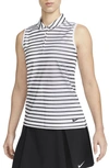 Nike Women's Dri-fit Victory Striped Sleeveless Golf Polo In White
