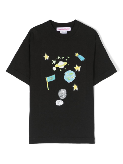 Kids Worldwide Little Kid's & Kid's All Over Space T-shirt In Black