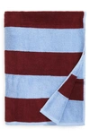 Hay Frotté Stripe Towel In Bordeaux/ Sky Blue