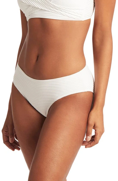 Sea Level Textured Bikini Bottoms In White