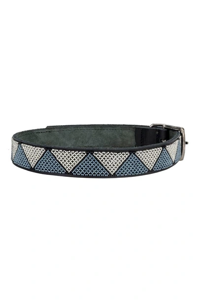 Jabulani Beaded Leather Dog Collar In Silver Celestial