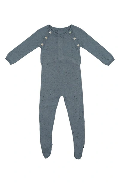 Maniere Babies' Speckled Button Accent Footie In Flecked Blue
