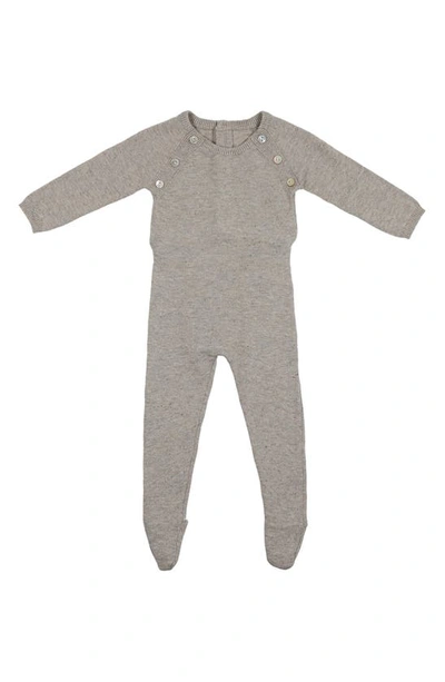 Maniere Babies' Heather Flecked Cotton Footie In Playful Grey