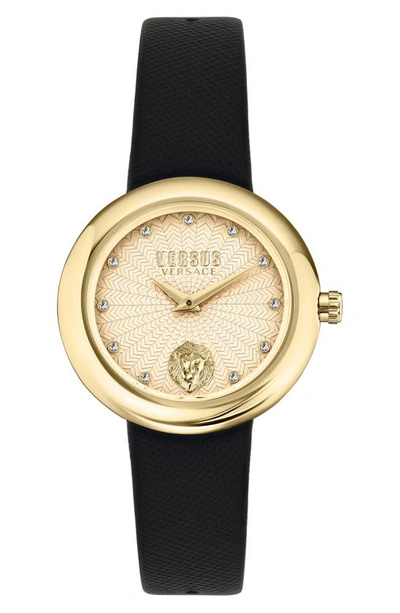 Versus Versace Lea Leather Strap Watch, 35mm In Ip Yellow Gold
