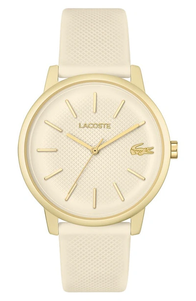 Lacoste Men's L 12.12 Gold-tone Silicone Strap Watch 42mm In Light Gold