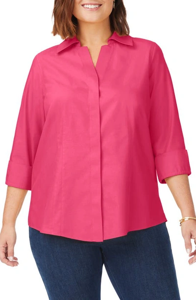 Foxcroft 'taylor' Three-quarter Sleeve Non-iron Cotton Shirt In French Rose