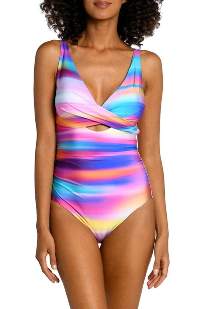 La Blanca Sunset Cross Front One-piece Swimsuit In Multi