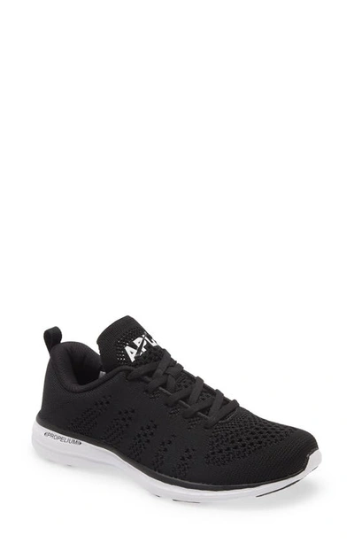 Apl Athletic Propulsion Labs Techloom Pro Knit Running Shoe In Black / White / Black