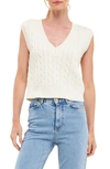 English Factory Cable Sweater Vest In Ivory