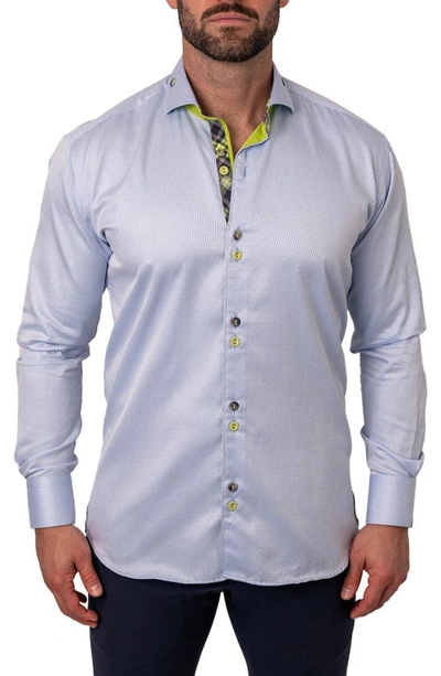 Maceoo Einstein Repeated Blue Contemporary Fit Button-up Shirt