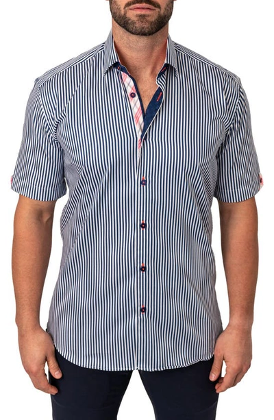 Maceoo Galileo Nautical White Short Sleeve Button-up Shirt