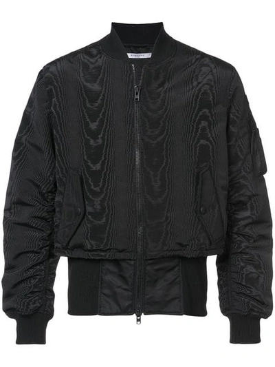 Givenchy Moiré And Trompe-l'oeil Effect Bomber Jacket In 001
