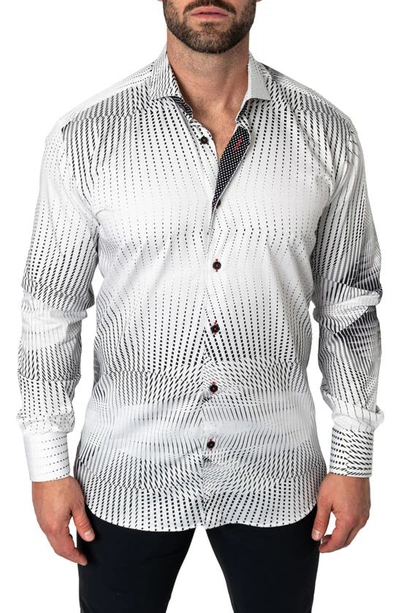 Maceoo Fibonacci Crossover Regular Fit Cotton Button-up Shirt In White