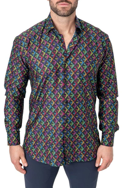 Maceoo Fibonacci Regular Fit Skullvoid Multi Button-up Shirt