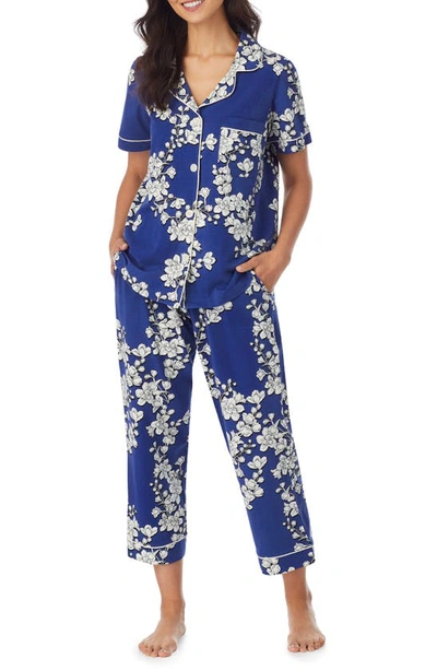 Bedhead Pajamas Navy Shadow Blossom Organic Cotton Crop Pajamas