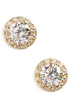 Nordstrom Halo Cubic Zirconia Stud Earrings In Gold Plated Silver