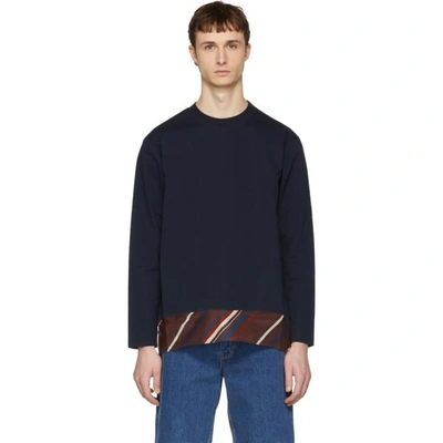 Kolor Navy Contrast Sweater In C-navy