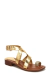 Franco Sarto Ina Toe Loop Sandal In Gold Leather