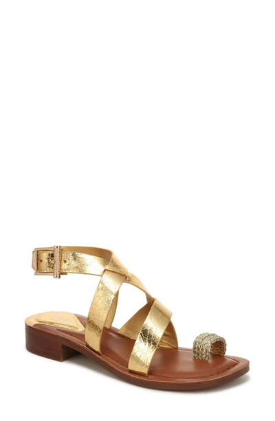 Franco Sarto Ina Toe Loop Sandal In Gold Leather