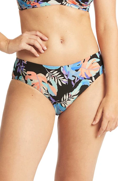 Sea Level Floral Print Bikini Bottoms In Black