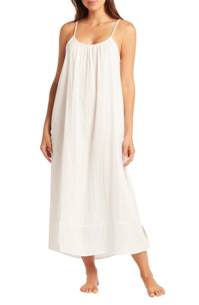 Sea Level Sunset Cotton Cover-up Sundress In White