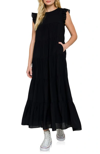 English Factory Tiered Maxi Dress In Black