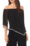 Chaus Rhinestone Trim Sheer Poncho In Black