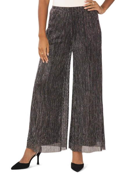 Chaus Lurex® Crinkle Mesh Palazzo Pants In Black/ Gold