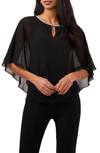 Chaus Keyhole Overlay Blouse In Black