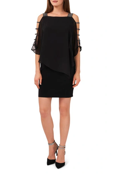 Chaus Ladder Trim Overlay Minidress In Black/ Gunmetal