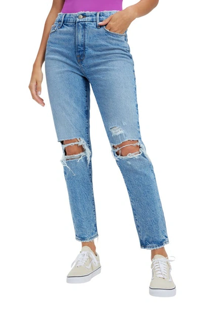 Good American Ripped High Waist Ankle Straight Leg Jeans In Multi