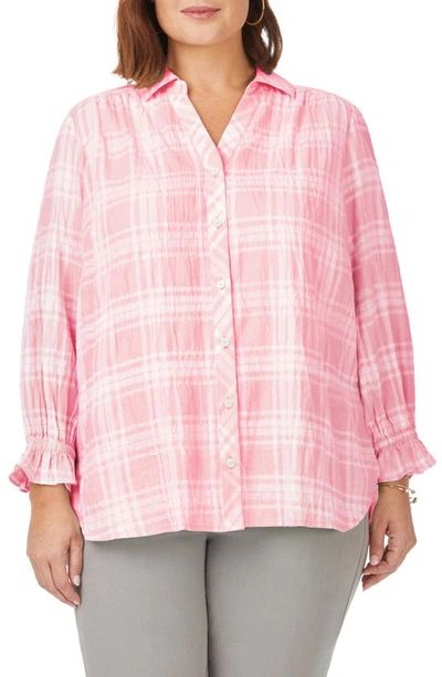 Foxcroft Caspian Plaid Button-up Shirt In Pink Champagne
