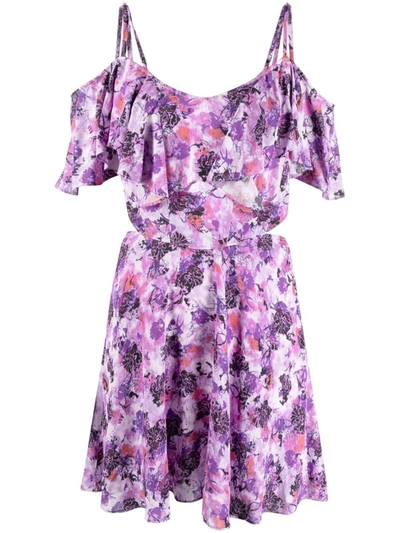 Iro Ruffled Cold-shoulder Mini Dress In Violet