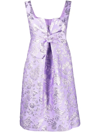 P.a.r.o.s.h Floral Metallic-jacquard Dress In Lilac