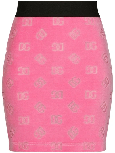 Dolce & Gabbana Minirock Aus Samt In Pink