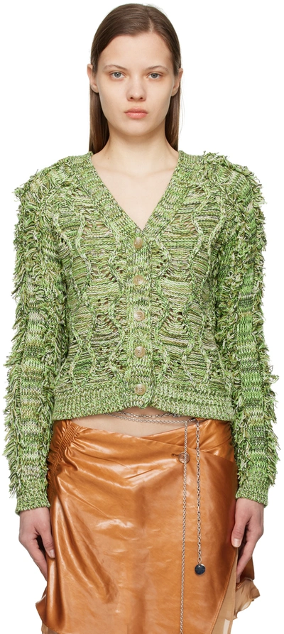 Andersson Bell Open-knit Fringed Cardigan In Verde