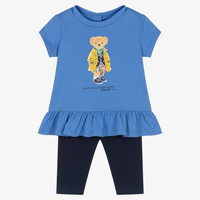 Ralph Lauren Multicolor Set For Baby Girl With Logo In 蓝色