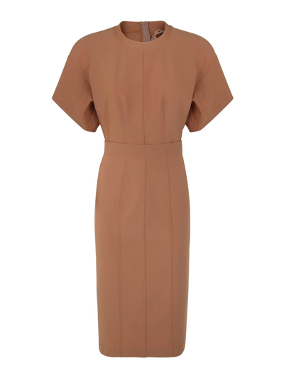 N°21 Round Neck Short Sleeve Dress In Brown