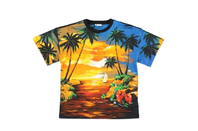 Dolce & Gabbana Kids'  T-shirt Stampata In Tema Hawaiiin Jersey Di Cotone Bambino