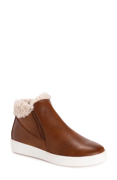 Muk Luks Montana Blue Sky Faux Shearling Lined Bootie In Cognac