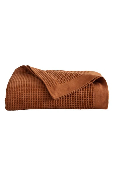 Woven & Weft Soft Cotton All-season Waffle Weave Throw Blanket In Terracotta