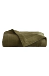 Woven & Weft Soft Cotton All-season Waffle Weave Throw Blanket In Olive Green