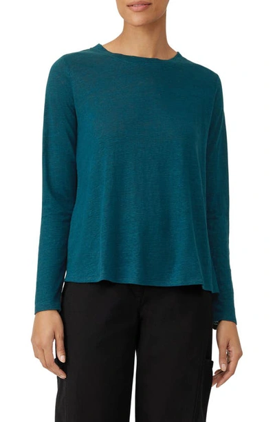 Eileen Fisher Womens Organic Cotton Crewneck T-shirt In Pacific