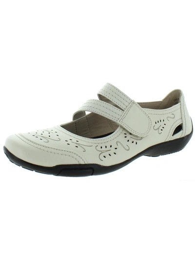Ros Hommerson Chelsea Womens Leather Laser Cut Mary Janes In White