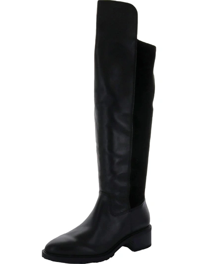 Sole Society Favian Womens Leather Round Toe Knee-high Boots In Black
