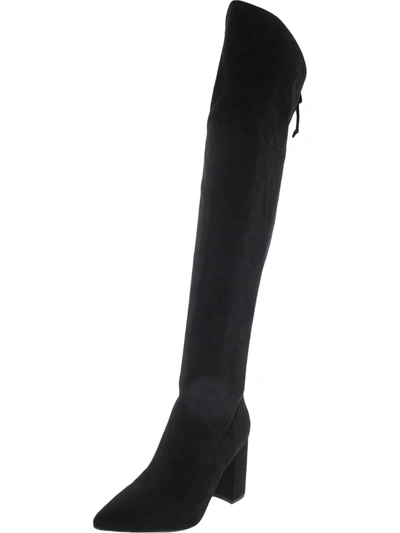 Nine West Ceeya 9x9 2 Womens Faux Suede Pointed Toe Over-the-knee Boots In Black