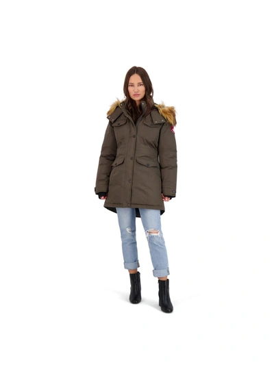Canada Weather Gear Womens Faux Fur Heavyweight Parka Coat In Green
