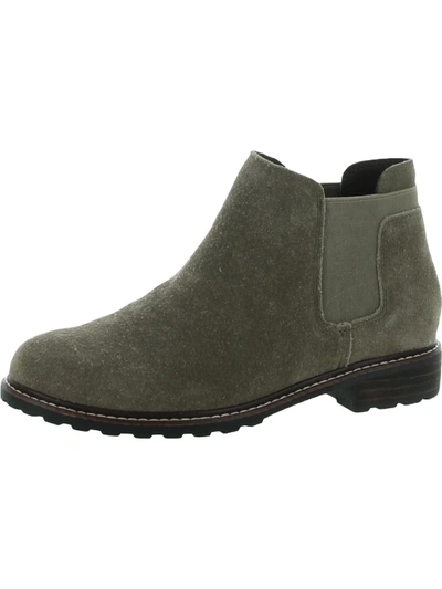Me Too Kelsey 14 Womens Suede Slip On Ankle Boots In Green